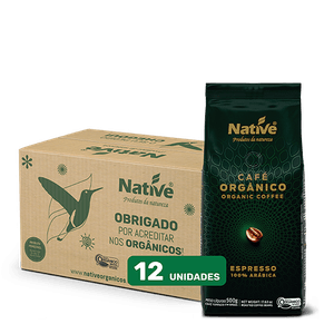 Café Orgânico Torrado em Grãos Native - Caixa com 12 unidades de 500gr