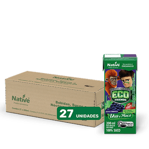 Suco Misto de Uva e Maçã Orgânico Native - Caixa com 27 unidades de 200ml