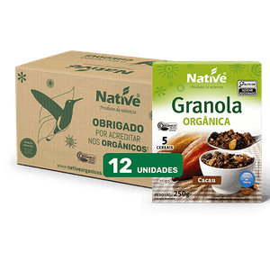 Granola Orgânica Native Sabor Cacau - Caixa com 12 unidades de 250gr