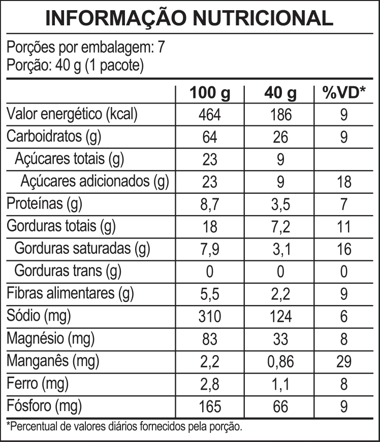 COOKIE AVEIA E MEL ORG NATIVE 7X40G