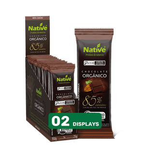 Chocolate Orgânico Native 85% Cacau - Caixa com 02 displays de 14 unidades de 25g