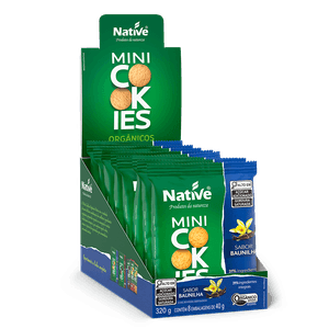 Mini Cookies Orgânico Native Sabor Baunilha 8x40g