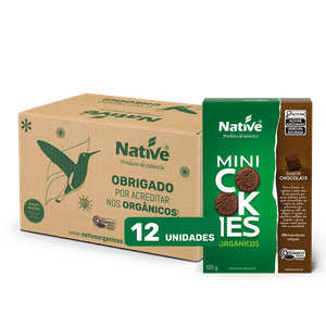 Mini Cookies Orgânico Native Sabor Chocolate - Caixa com 12 unidades de 120gr