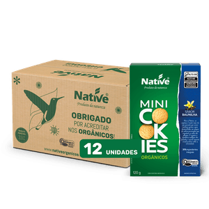 Mini Cookies Orgânico Native Sabor Baunilha - Caixa com 12 unidades de 120gr