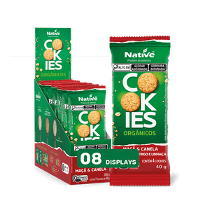 Cookies Orgânicos Native de Quinoa, Aveia, Trigo e Linhaça sabor Maçã e Canela - Caixa com 8 displays de 7 unidades