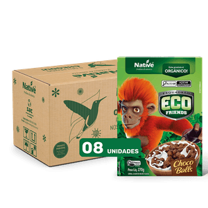 Cereal Orgânico Eco Friends Choco Balls Native - Caixa com 8 unidades de 270gr